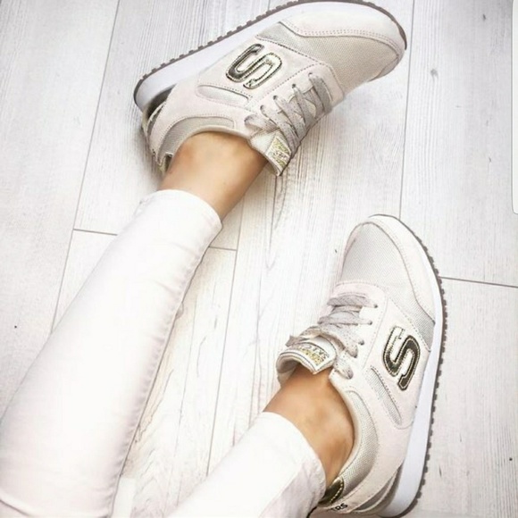 skechers shoes womens gold